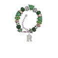 thumbnail image 2 of Silvertone Crystal Initial - R - Green Christmas Bead Bracelet, 2 of 4
