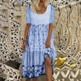 thumbnail image 2 of WTXUE Robes Gatsby, Robe de Plage à Manches Courtes Coupe Trapèze Col Ras du Cou, Robe de Soirée Fluide pour Femme Boho Vestidos Casuales Para Mujer Verano Maxi Robes Fluides Grande Taille pour Femme, Bleu Taille 3TG, 2 of 4