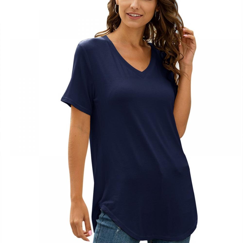TINKER Women's Short Sleeve T Shirt Plus Size Tops Casual V Neck Tunic ...
