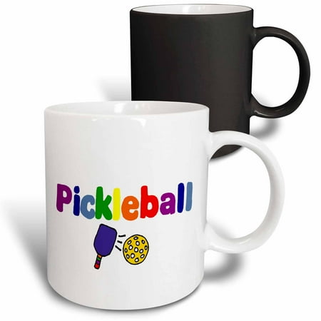 

3dRose Colorful Pickleball Letters and Paddles Magic Transforming Mug 11oz