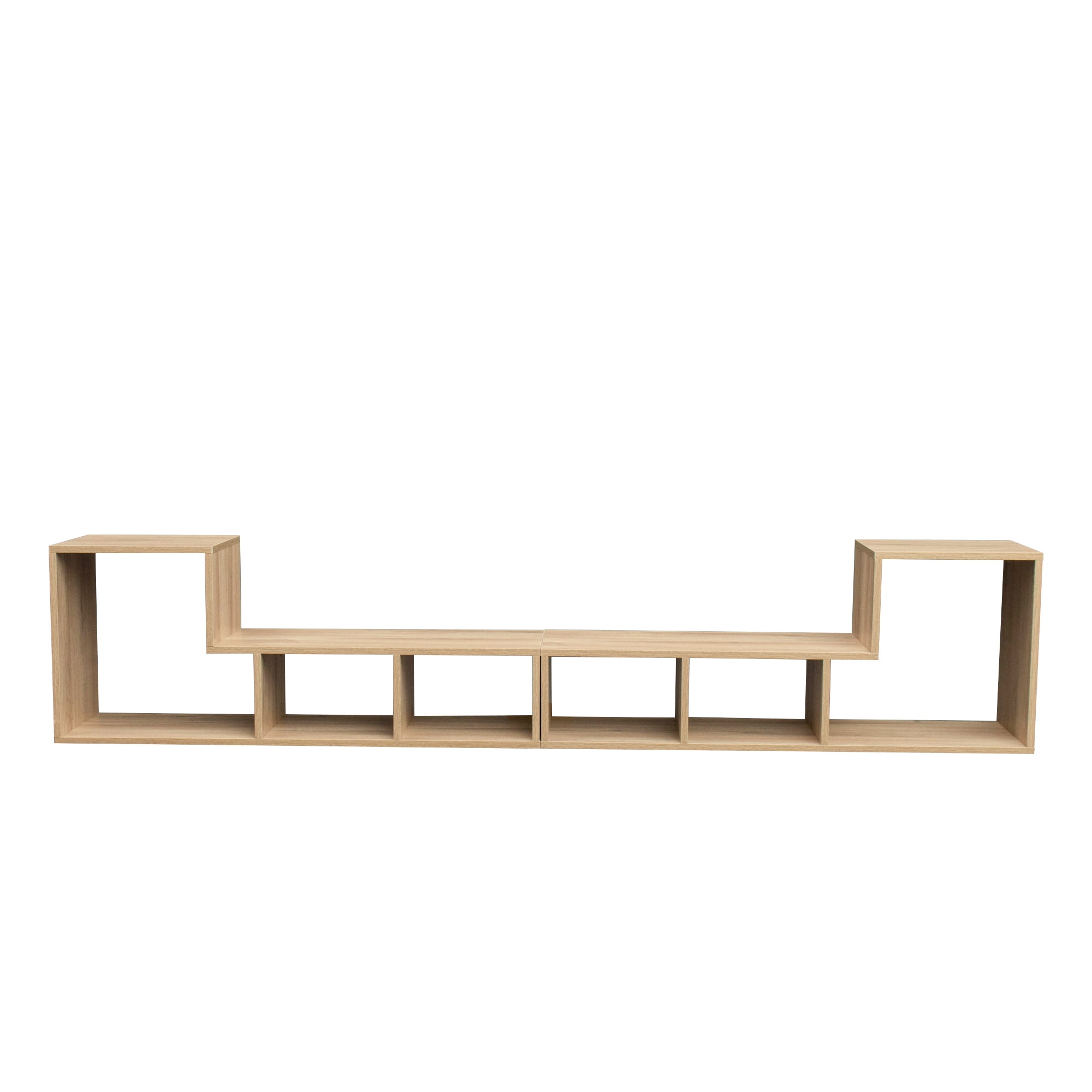 Yardi Yard Modern DIY Double L-Shaped TV Stand, Stackable Wood Bookcase Bookshelf for CDs/Books/Media Storage, Oak Yardi Yard Modern DIY Double L-Shaped TV Stand, Stackable Wood Bookcase Bookshelf for CDs/Books/Media Storage, Oak