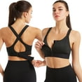 thumbnail image 3 of CAROOTU Wireless Supportive Sports Bra for Women Front Zip Design Cross Back Vest Yoga Workout Wear, 3 of 7
