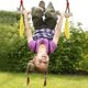 thumbnail image 4 of Columpio de madera trapecio con anillos de gimnasia, juegos de tobogán de pórtico para niños, jardín, exterior, interior, 4 of 5