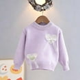 thumbnail image 4 of AHTJRT Girls Crewneck Sweaters Love Heart and Bowknot Printed Tops Fashion Lightweight Comfy Soft Long Sleeve Warm Tops Purple 3-4 Years, 4 of 6