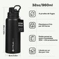 thumbnail image 3 of Botella Termo para Agua de 32 oz Acero Inoxidable con Fría/caliente con popote Xtellar negro, 3 of 3