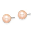 thumbnail image 2 of Primal Silver Sterling Silver Rhodium-plated 7-8mm Pink Freshwater Cultured Round Pearl Stud Earrings, 2 of 5
