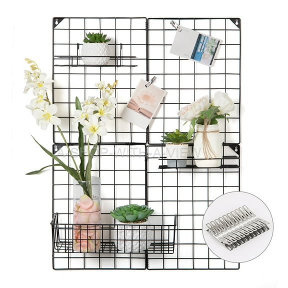 Grid Panel for Photo Hanging Display, Multifunctional Metal Mesh Wall DIY