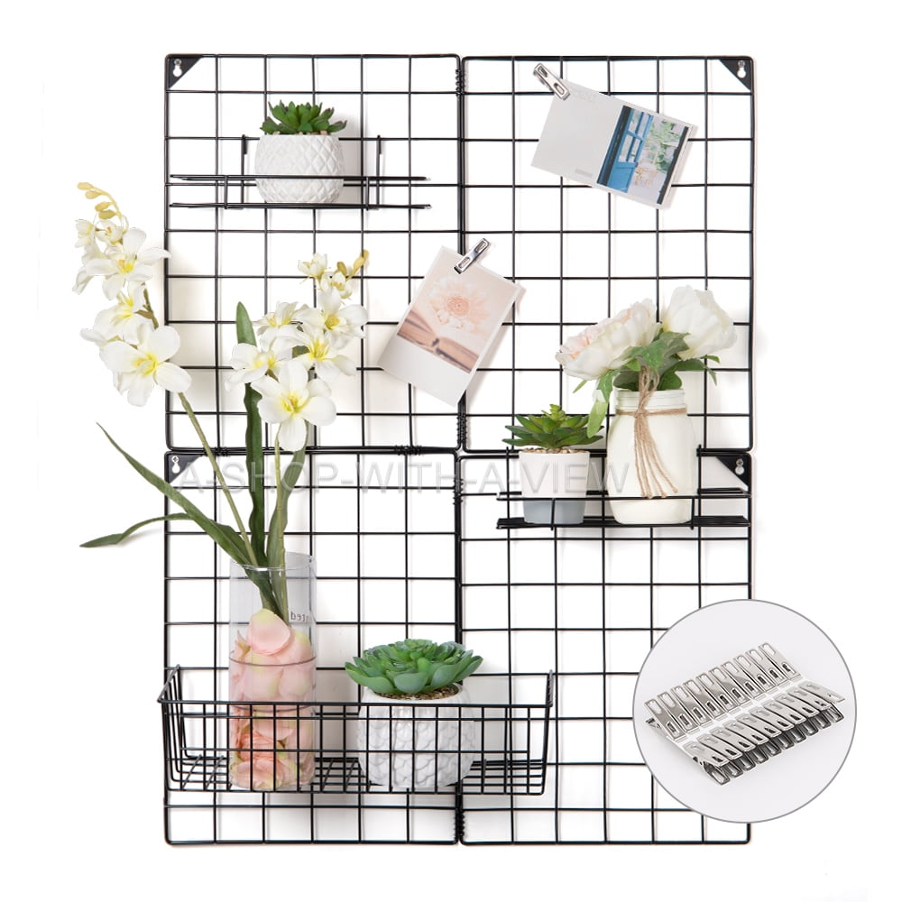 Grid Panel for Photo Hanging Display, Multifunctional Metal Mesh Wall