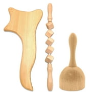 GIXUSIL 3-in-1 Deluxe Wood Therapy Massage Tools Set | Maderoterapia Kit Wood Therapy Tools for Body Shaping, Reducing Appearance of Cellulite, & More-Wood color