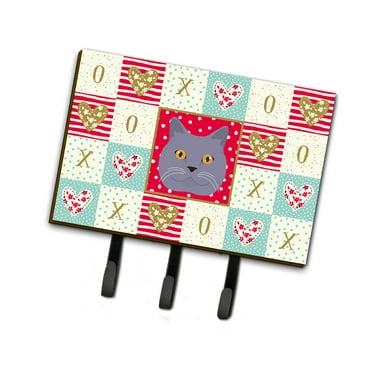 British Shorthair Cat Love Leash or Key Holder Red