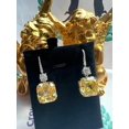thumbnail image 2 of Hitanshu Jewels Asscher Cut Yellow Cubic Zirconia Women's Beautiful Drop Earrings In 14K White Gold Plated, 2 of 6