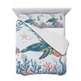 thumbnail image 7 of Turtle Coastal Twin Size Down Alternative Comforter,Lightweight Comforter Quilt Bedding Set with Pillow Shams Summer Beach Ocean Shell Jellyfish Starfish Bed Comforter Duvet Insert 68"x86", 7 of 7