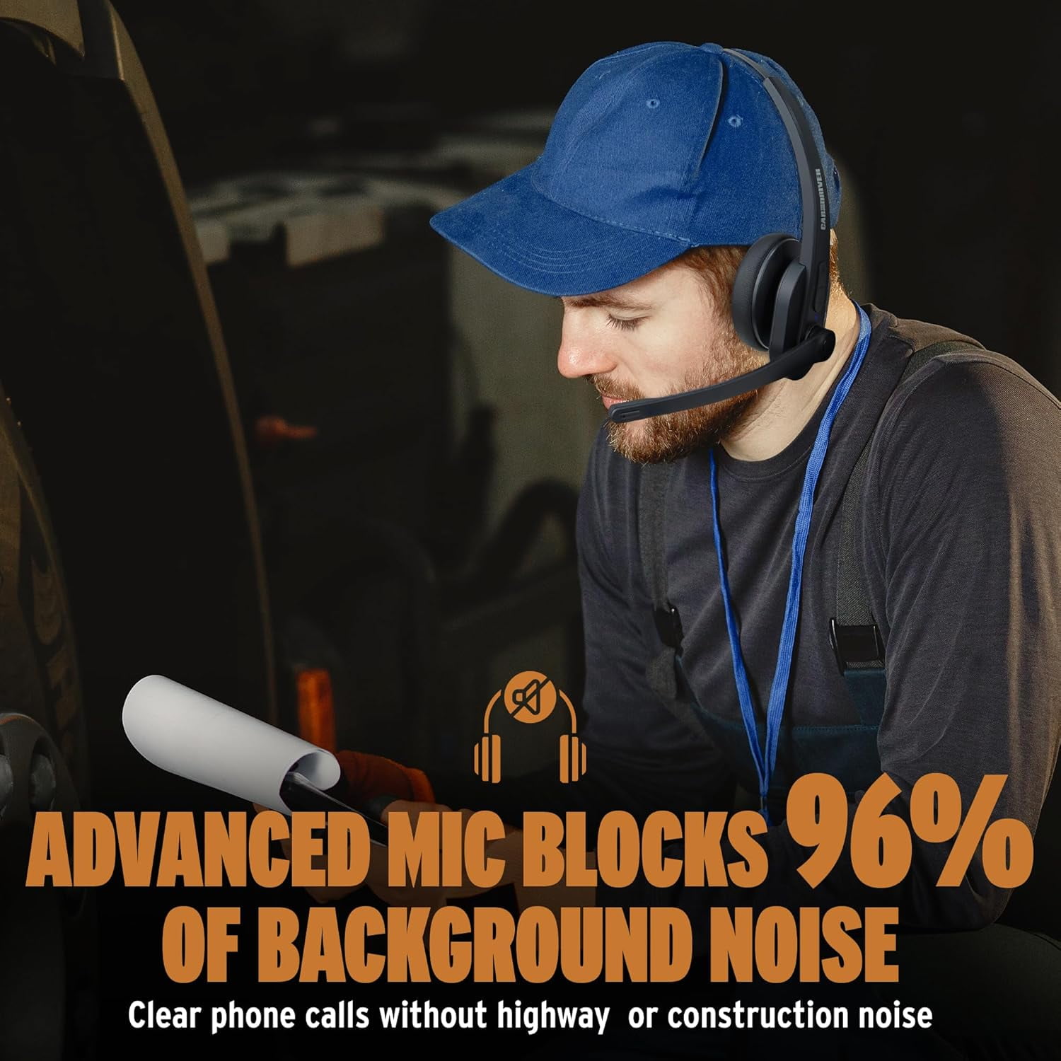 Car and Driver Trucker Bluetooth Headset, Wireless Headset Noise Canceling Headphones with Microphone, Home Office, Zoom, Call Center, Clear Highway | Siri, Alexa, Google Compatible