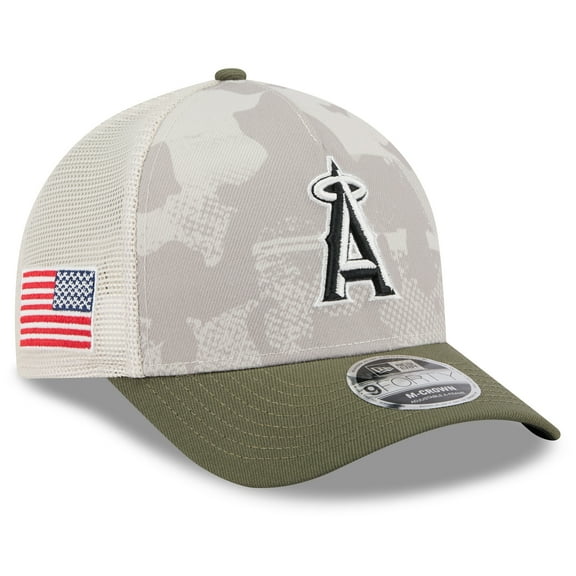 Men's New Era Light Beige/Olive Los Angeles Angels 2025 Armed Forces Day 9FORTY M-Crown A-Frame Adjustable Hat