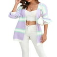 thumbnail image 2 of Women’s Plus Size Knit Cardigan Long Sleeve Contrast Color Sweater, 2 of 9