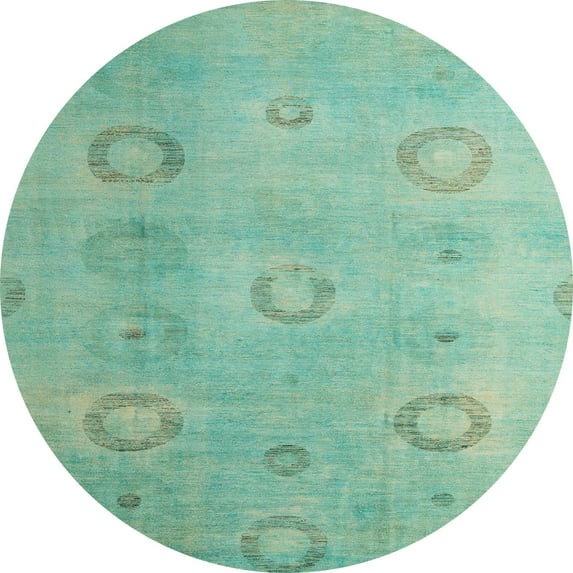 Ahgly Company Indoor Round Abstract AquaMarine Green Abstract Area Rugs, 3' Round