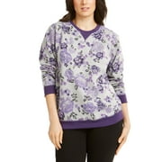 Karen Scott Women's Petite Printed Crewneck Sweatshirt Purple Size Petite Medium