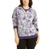 Karen Scott Women's Petite Printed Crewneck Sweatshirt Purple Size Petite Medium
