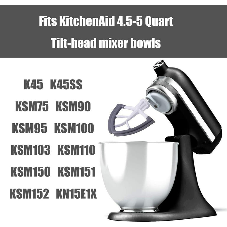 Flex Edge Beater Blade Bowl Scraper with Flexible Silicone Edges for  KitchenAid 4.5-5 QT Tilt-Head Stand Mixer Accessories