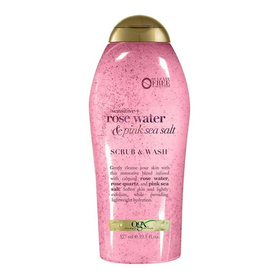 Gel de ducha Ogx exfoliante rose water & pink sea salt 577 ml