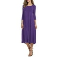 thumbnail image 1 of facefd Robe Femme Col Rond Costume Automne Manches Mi-Automne Grande Robe Évasée Violette m, 1 of 6