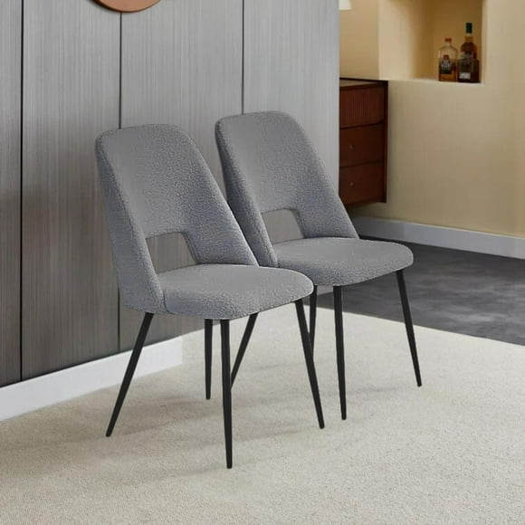LivinVeluris Ensemble de 2 Chaises de Salle à Manger Modernes Grises - Parfait pour les Petits Espaces - Tissu Bouclé Rembourré - Design Épuré et Stylé - Idéal pour Dinette, Cuisine et Salle de Repos (Gris)