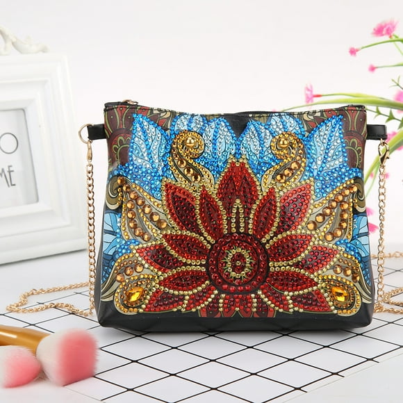 Fosa DIAMONDS Painting Wallet PU Leather Storage Chain Bag DIY Hand-Made Craft Women Gift,DIAMONDS Painting Shoulder Bag,DIAMONDS Painting Wallet