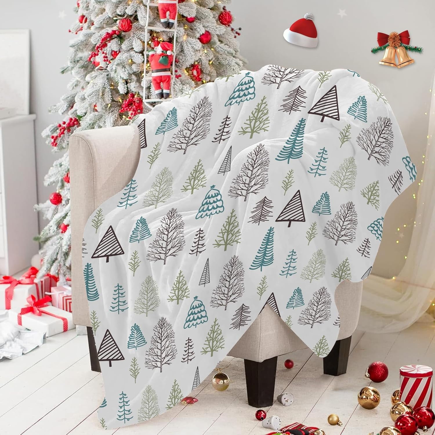 Christmas Throw Blanket Candy Cane Throw Blanket Super Soft Warm Bed Blanket Christmas Holiday Decor for Living Room Bedroom Sofa Christmas Gift for Her