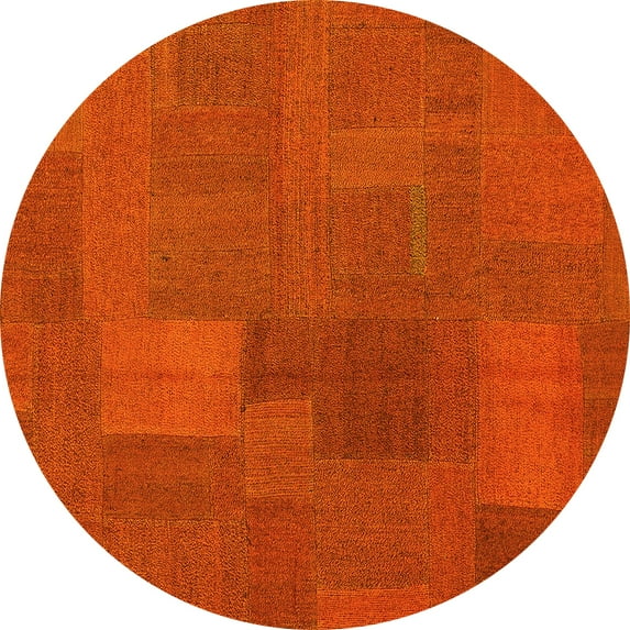 Ahgly Company Indoor Round Patchwork Yellow Transitional Area Rugs, 5' Round