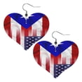 thumbnail image 6 of Leather Heart Earrings Dangle For Women Puerto-Rico-America-Flag Love Earrings Drop For Women, 6 of 6