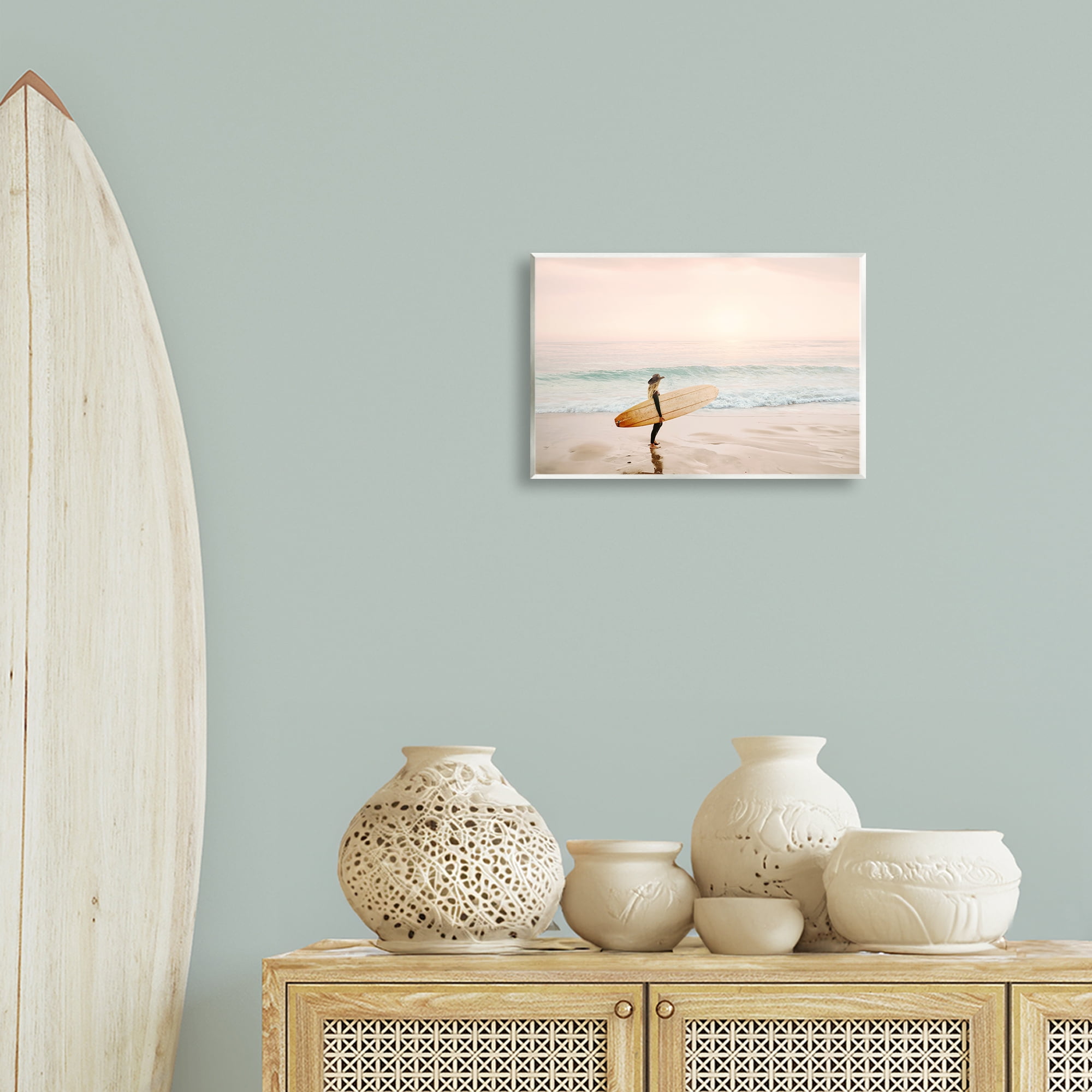 Stupell Industries Surfer Cowgirl on Beach Sports Photography Unframed Art Print Wall Art, 15 x 10