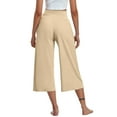 thumbnail image 4 of Summer Savings Clearance! Stamzod Women's Capris Summer Solid Color High Waisted Straight Wide Leg Capri Pants with Pocket Daily Casual Loose Plus Size Capris for Workout Yoga Gym Beige-2 XXXL, 4 of 7