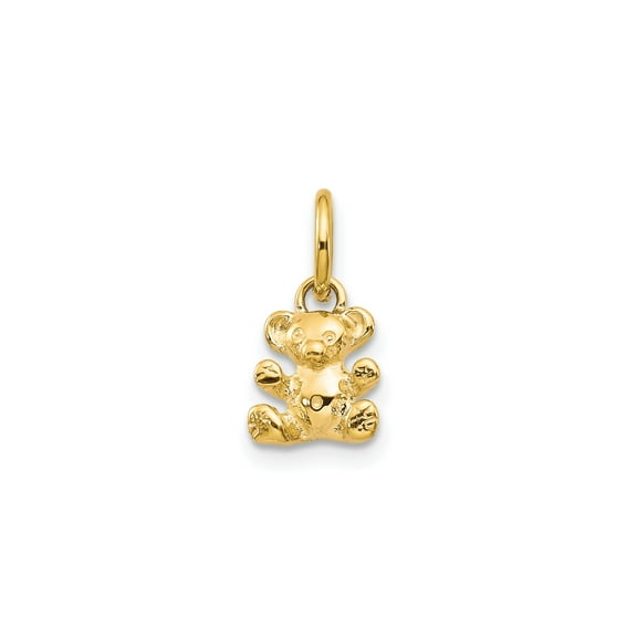 10k Yellow Gold Teddy Bear Pendant for Women, Polished Animal Charm for Necklace or Bracelet, Sentimental Lightweight Keepsake Jewelry with Playful Design