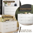 thumbnail image 3 of HMstone Fluted Dresser for Bedroom with 6 Drawers, 54" Wide Modern Wooden Long Dresser with Lighting, Storage Cabinet Chest of Drawers for Living Room, Hallway, White, 3 of 7