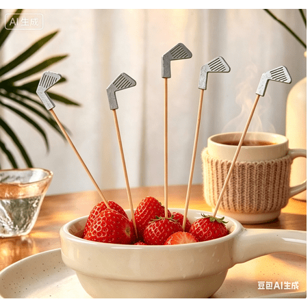 QIUXUJ-100Pcs Golf Picks 4.7 Inch White Golf Themed Fruit Toothpicks Disposable Appetizer Picks Decorative Sticks for Golf Themed Party Supplies & Event Decorations