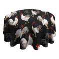 thumbnail image 4 of Black Chicken Rooster Pattern Round Tablecloth 60"x60",Wrinkle Wipeable Table Cloth for Kitchen Dining Room Picnic Patio Party, 4 of 6