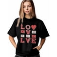 thumbnail image 1 of Camiseta de mujer "San Valentín Amor", camisetas de manga corta, camisetas casuales, camisetas de cuadros rojos con cuello redondo para mujer, 1 of 8