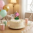 thumbnail image 5 of Party Decorations, Pink Birthday Number Candle, Sparkly Sequin Green Cake Toppers With Rhinestone Crown Design for Birthday Party Decorations Anniversary Wedding, Crown M Number 2, 5 of 5