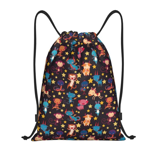 Fotbe Cute Animals Bolsa Mochila con Cordón Estampada, Bolsa de Gimnasio Deportiva, Bolsa Cinch, Bolsa con Cordón para Hombres y Mujeres-Medium