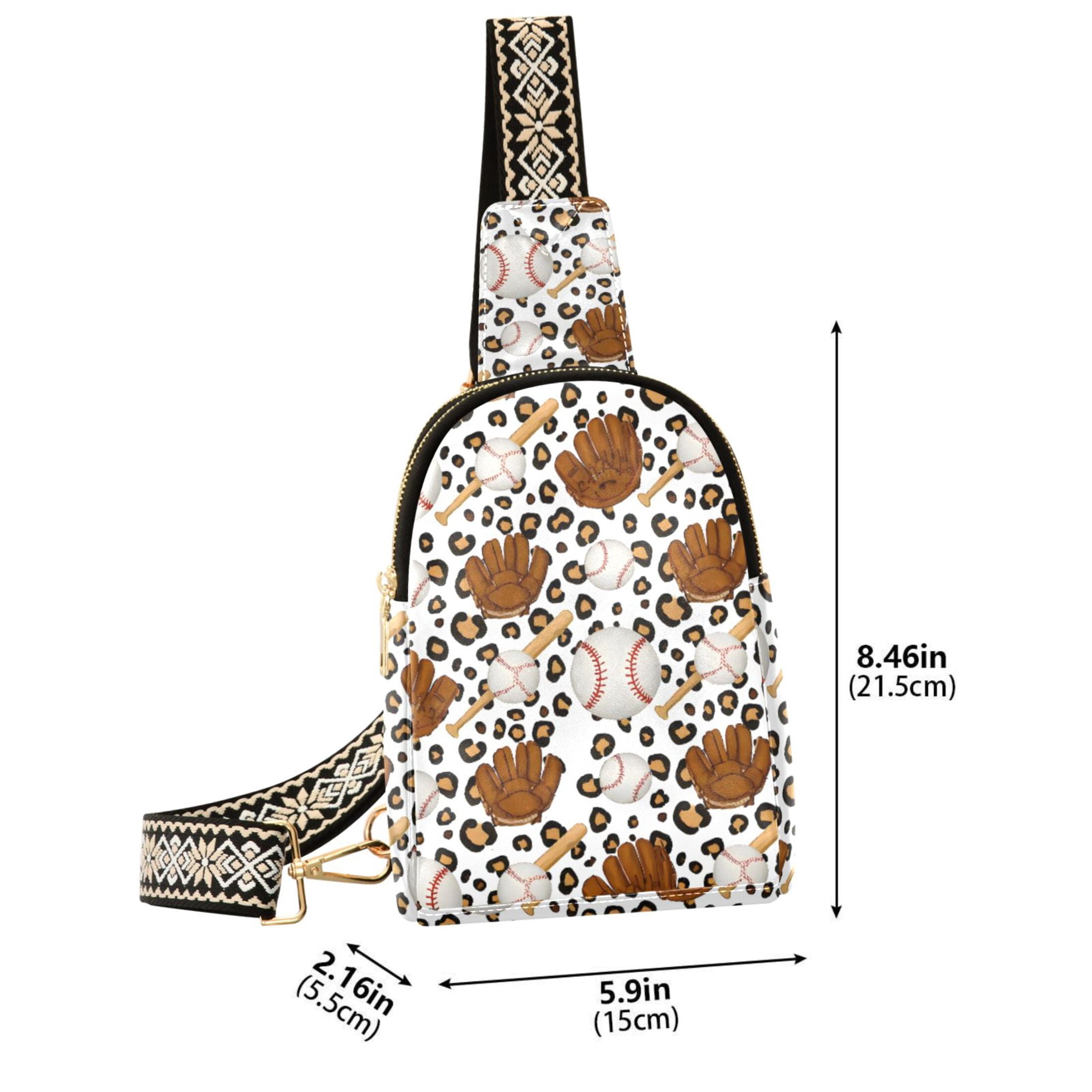 ALAZA Baseballs Leopard Sling Bag for Women Men Waterproof Crossbody Chest Bags
