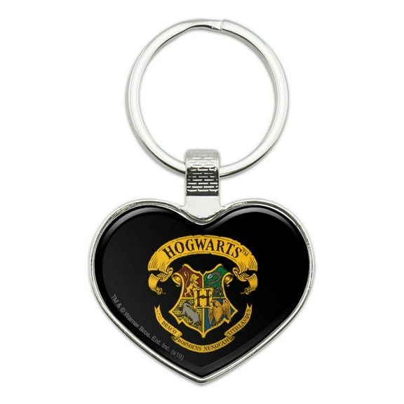 Harry Potter Ilustrated Hogwart's Crest Keychain Heart Love Metal Key Chain Ring