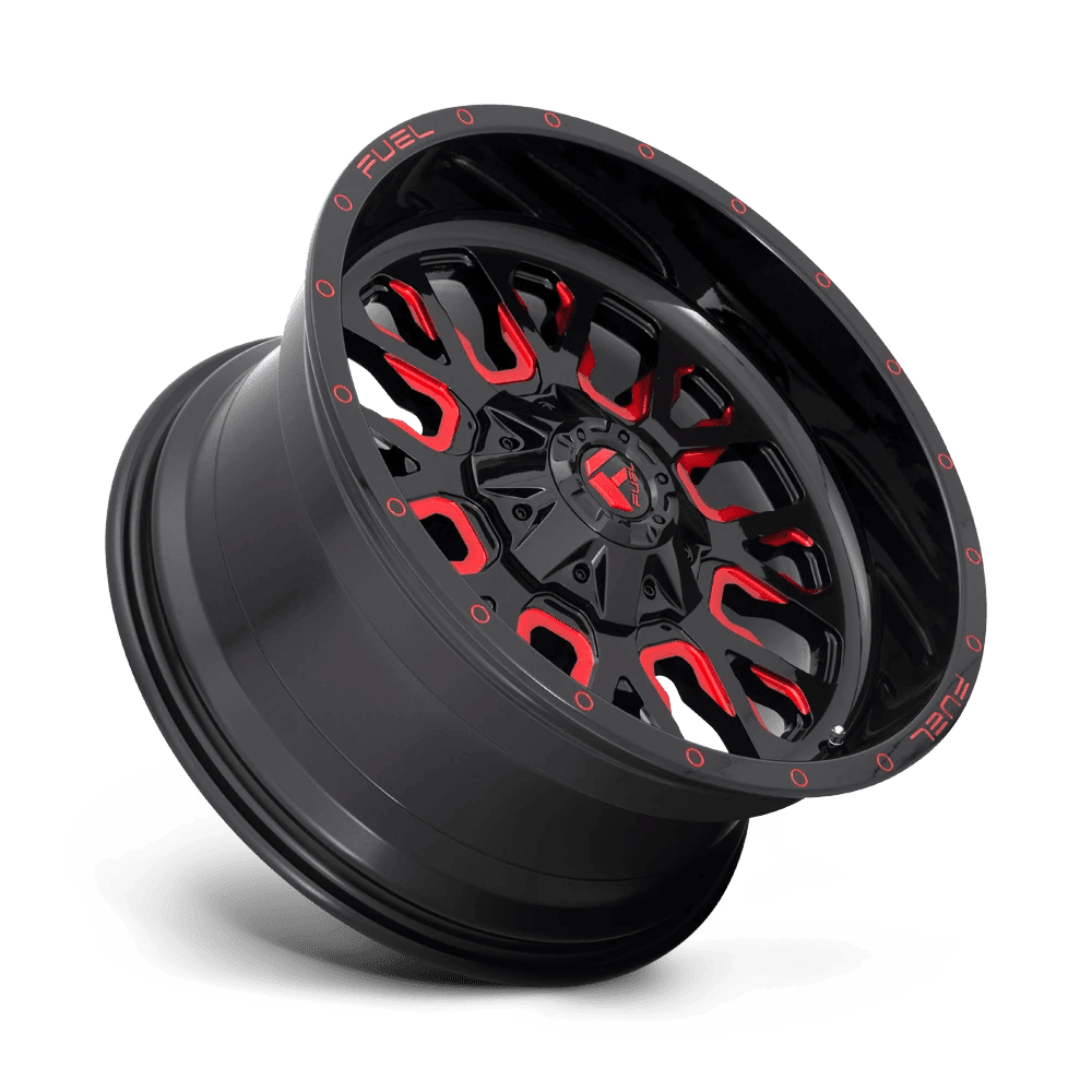 Fuel 1PC Aluminum Rim D612 STROKE 22X10in Gloss Black Red Tinted Clear Finish, D61222009857