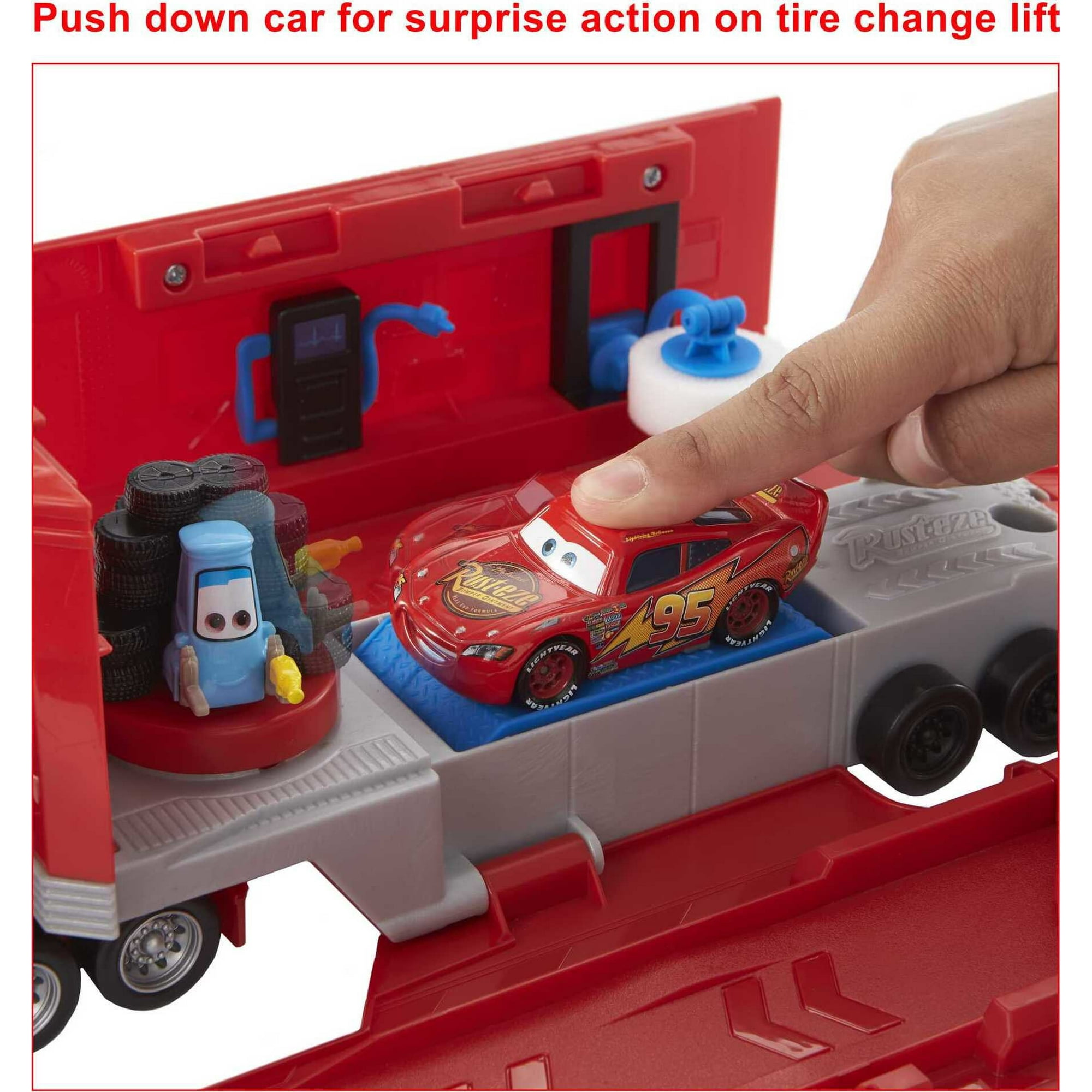Disney Pixar Cars Transforming Mack Playset, 2-in-1 toy Truck & Tune-Up Station with Launcher