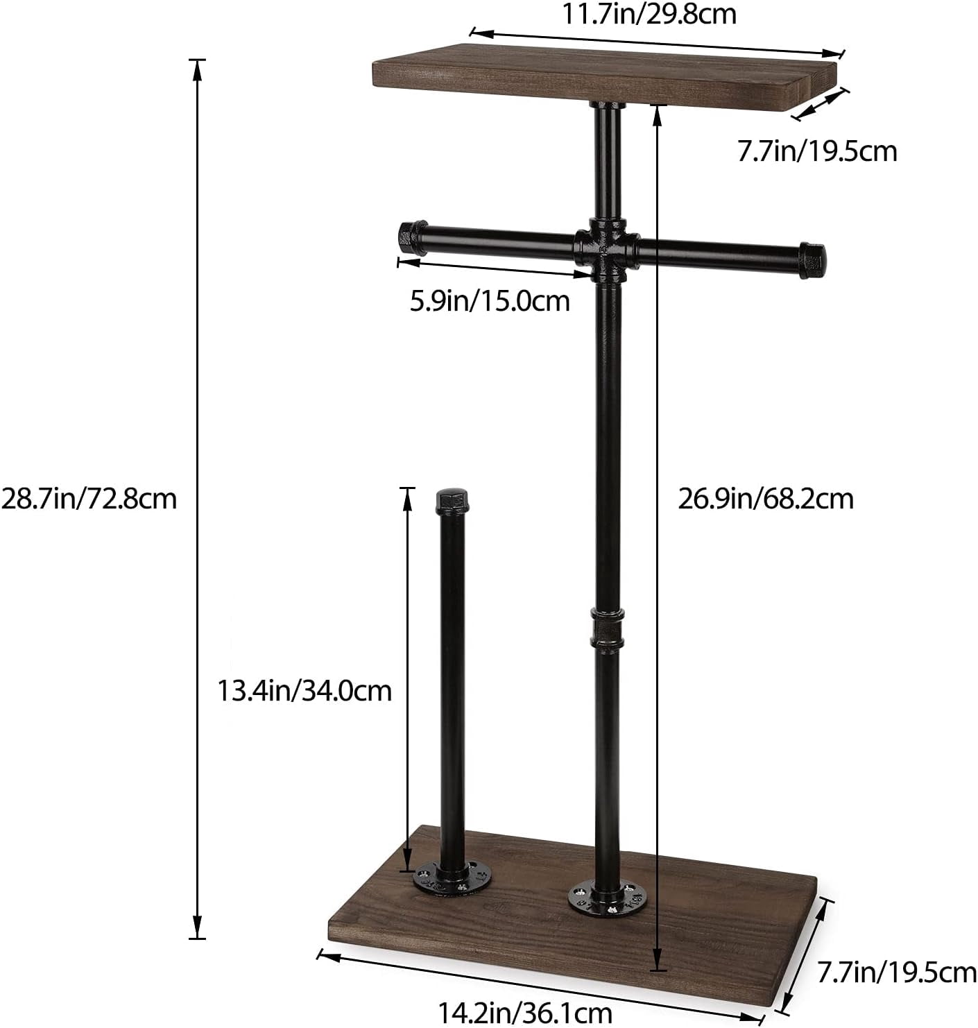 Double Floor Toilet Paper Holder Metal Tube Brown Bathroom