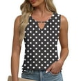 thumbnail image 2 of Annhoo Sleeveless Tops for Women Crew Neck Polka Dot Keyhole Tank Tunics Casual Comfy Beach Going out Blouses, 2 of 6