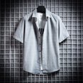 thumbnail image 3 of Camisas De Trabajo A Cuadros De Manga Corta De Gran Tamaño Formales Informales Para Hombres, 3 of 3