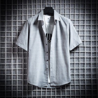 Camisas De Trabajo A Cuadros De Manga Corta De Gran Tamaño Formales Informales Para Hombres