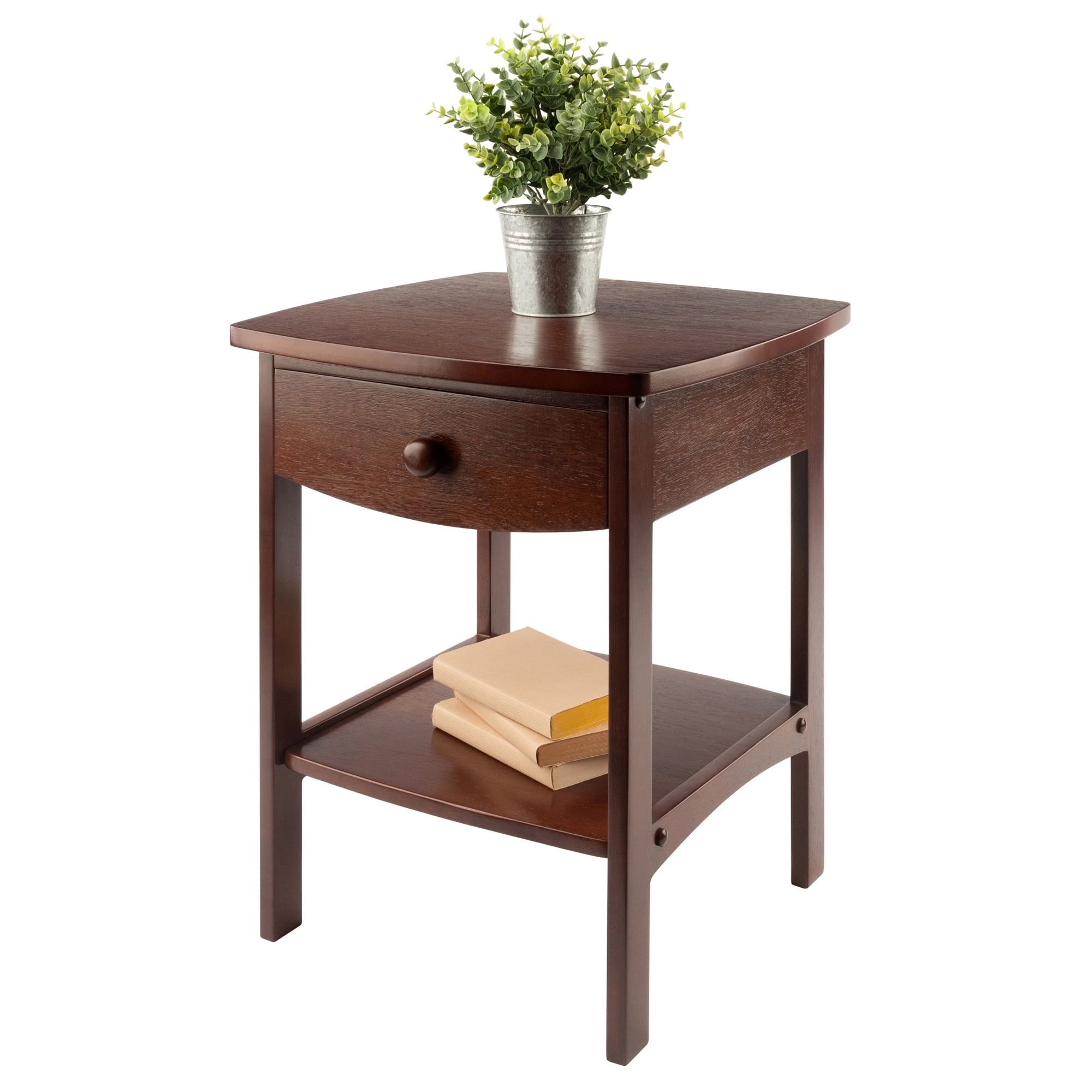 Winsome Claire Curved Nightstand, Accent Table, Walnut Finish