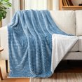 thumbnail image 2 of PAVILIA Soft Fleece Sherpa Throw Blanket for Sofa Couch Bed, Blue, 50x60, 2 of 7