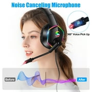 TSV 7.1 Surround Sound Gaming Headset Fit for PC, PS4/PS5, Xbox One, Nintendo Switch, Wired Headset with Noise Cancelling Mic, RGB Light, 3.5mm Over-Ear Headphones for Laptop, Tablet, Mobile